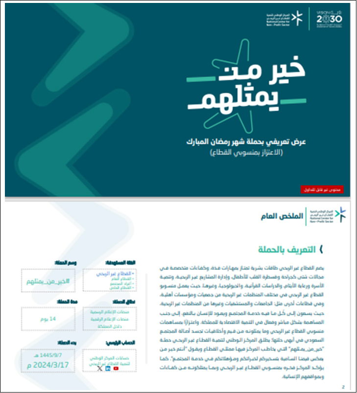 حملة المركز الوطني لتنمية القطاع غير الربحي في شهر رمضان المبارك